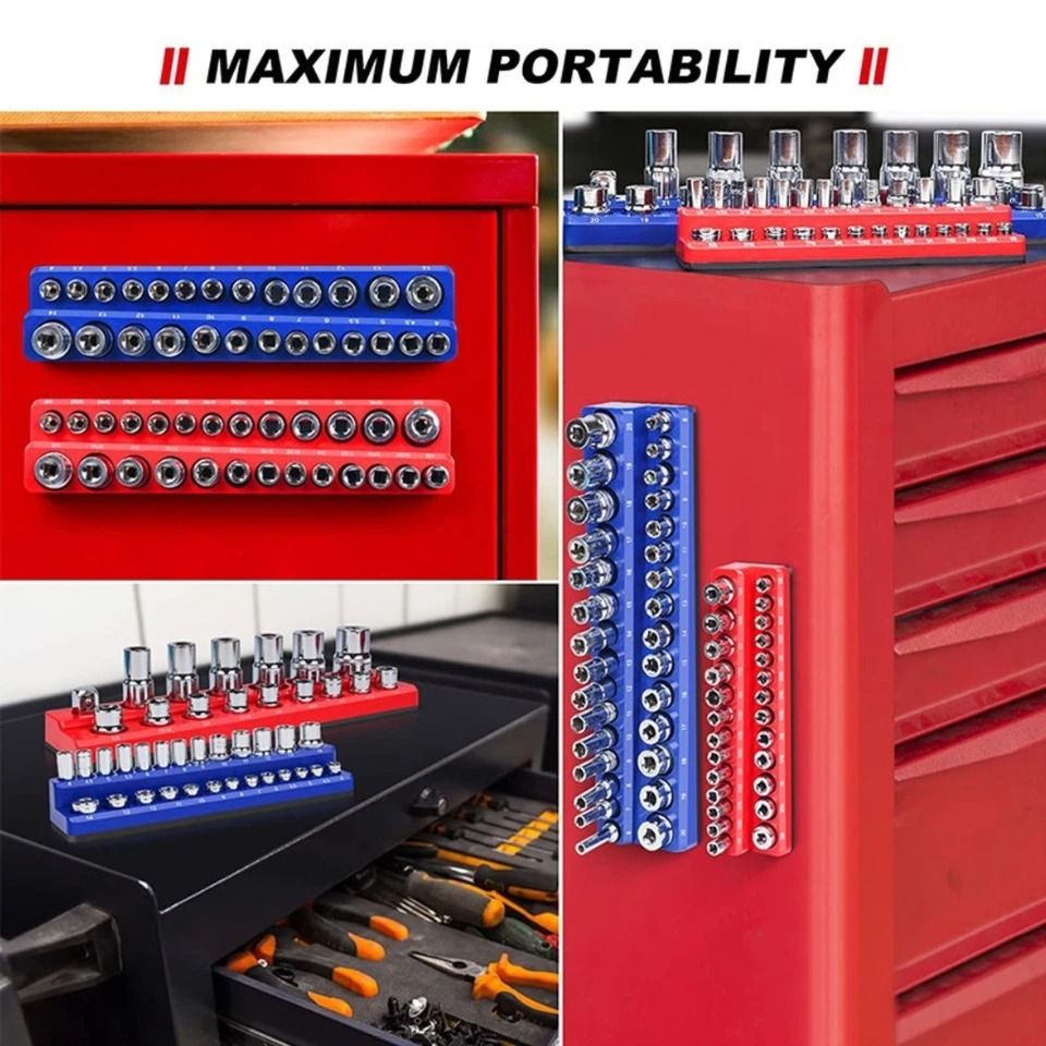 1PC 3/8" Red Imperial Magnetic Socket Organizer Storage Holder Trays Single size