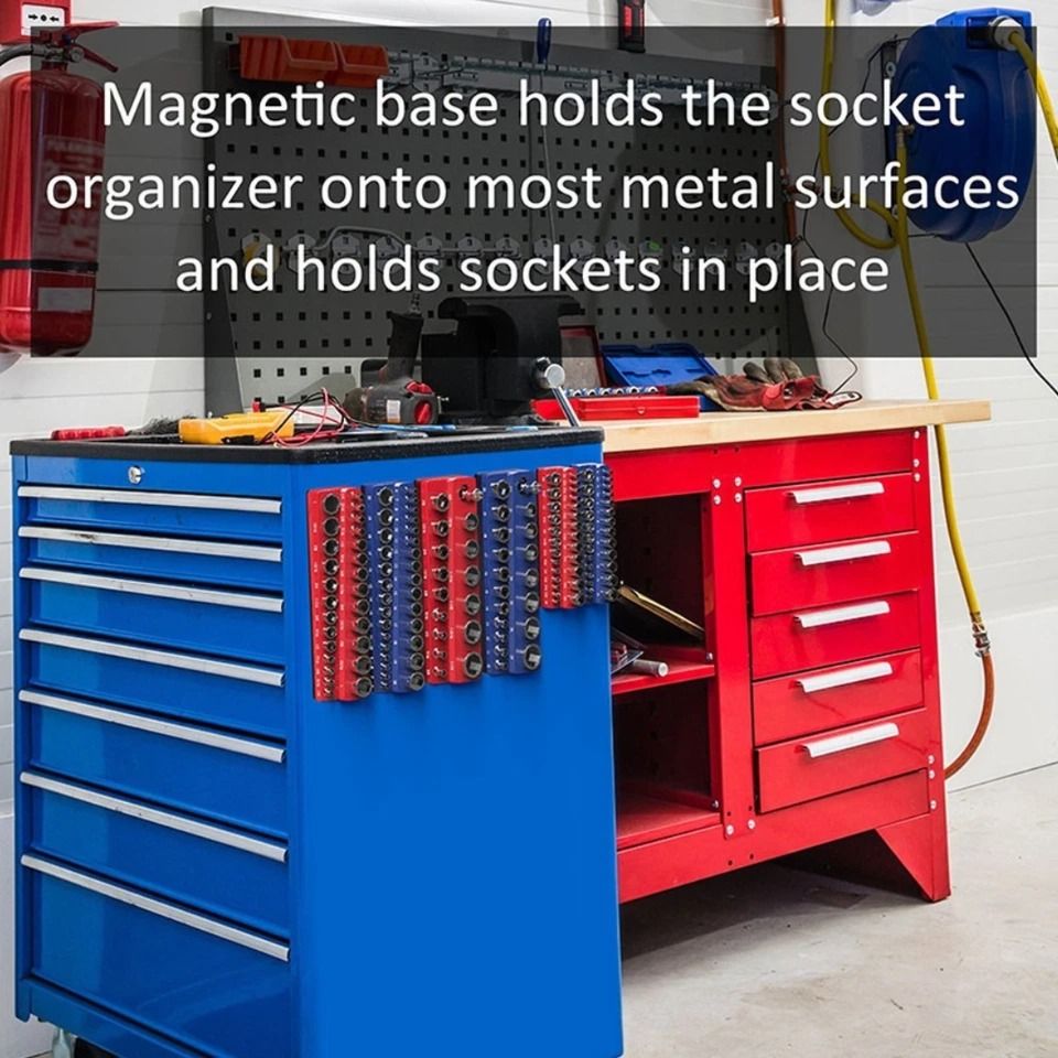 1PC 1/4" Blue Metric Magnetic Socket Organizer Storage Holder Trays Single size