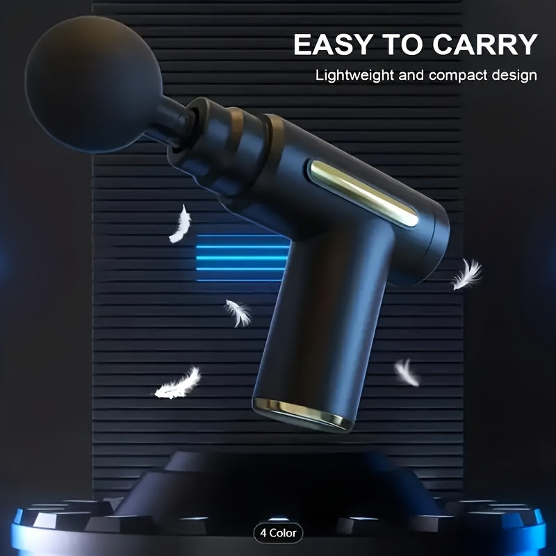 Black**Portable Deep Tissue Massager | 6-Speed & 4 Heads & 15-Min Timer｜Professional Muscle Recovery, Anytime Anywhere**