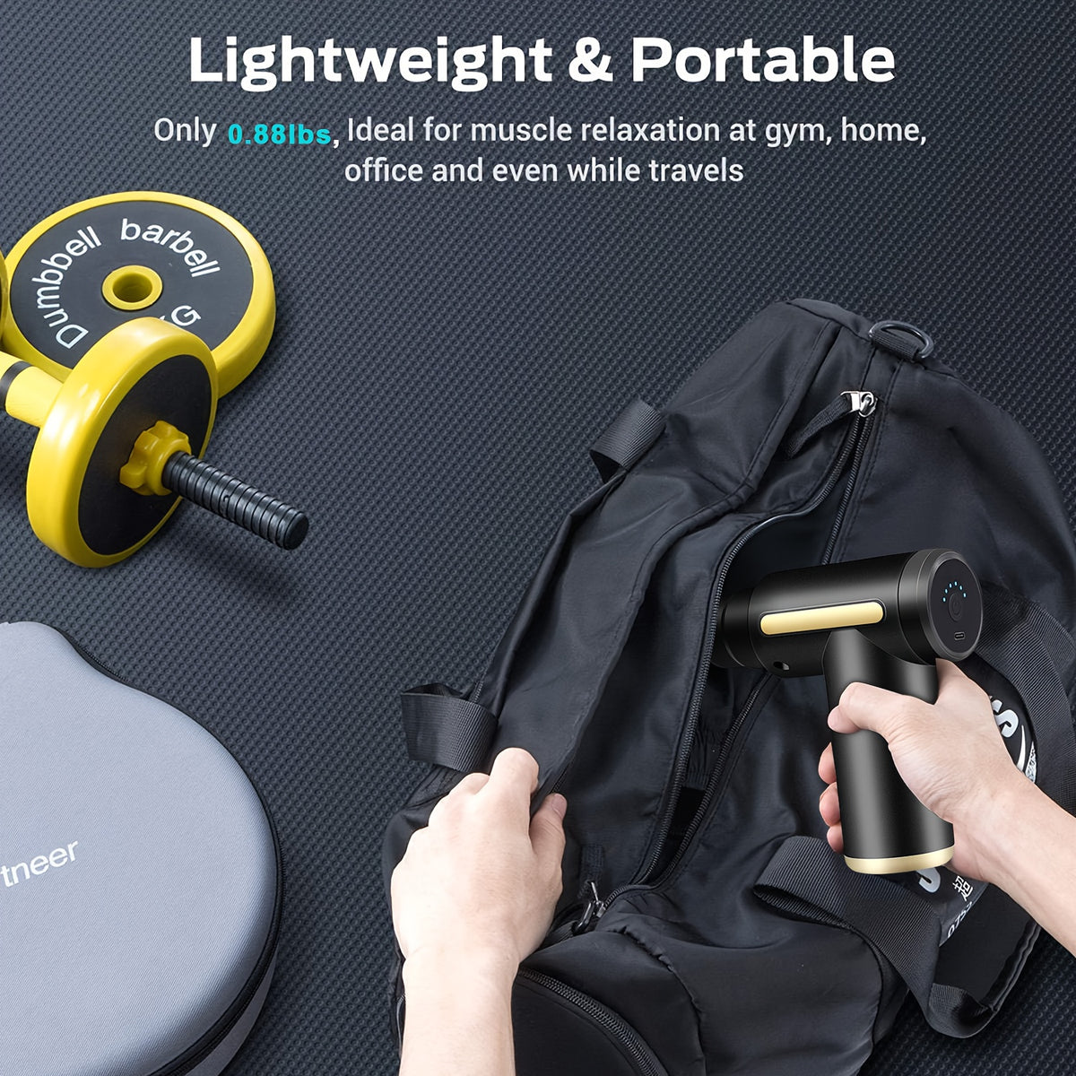 Black**Portable Deep Tissue Massager | 6-Speed & 4 Heads & 15-Min Timer｜Professional Muscle Recovery, Anytime Anywhere**