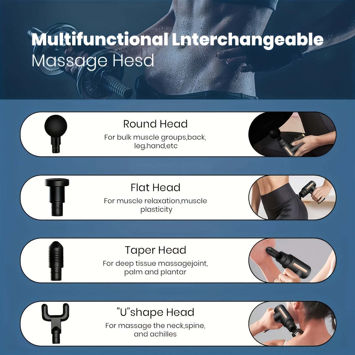 Green Portable Deep Tissue Massager | 6-Speed & 4 Heads & 15-Min Timer｜Professional Muscle Recovery, Anytime Anywhere