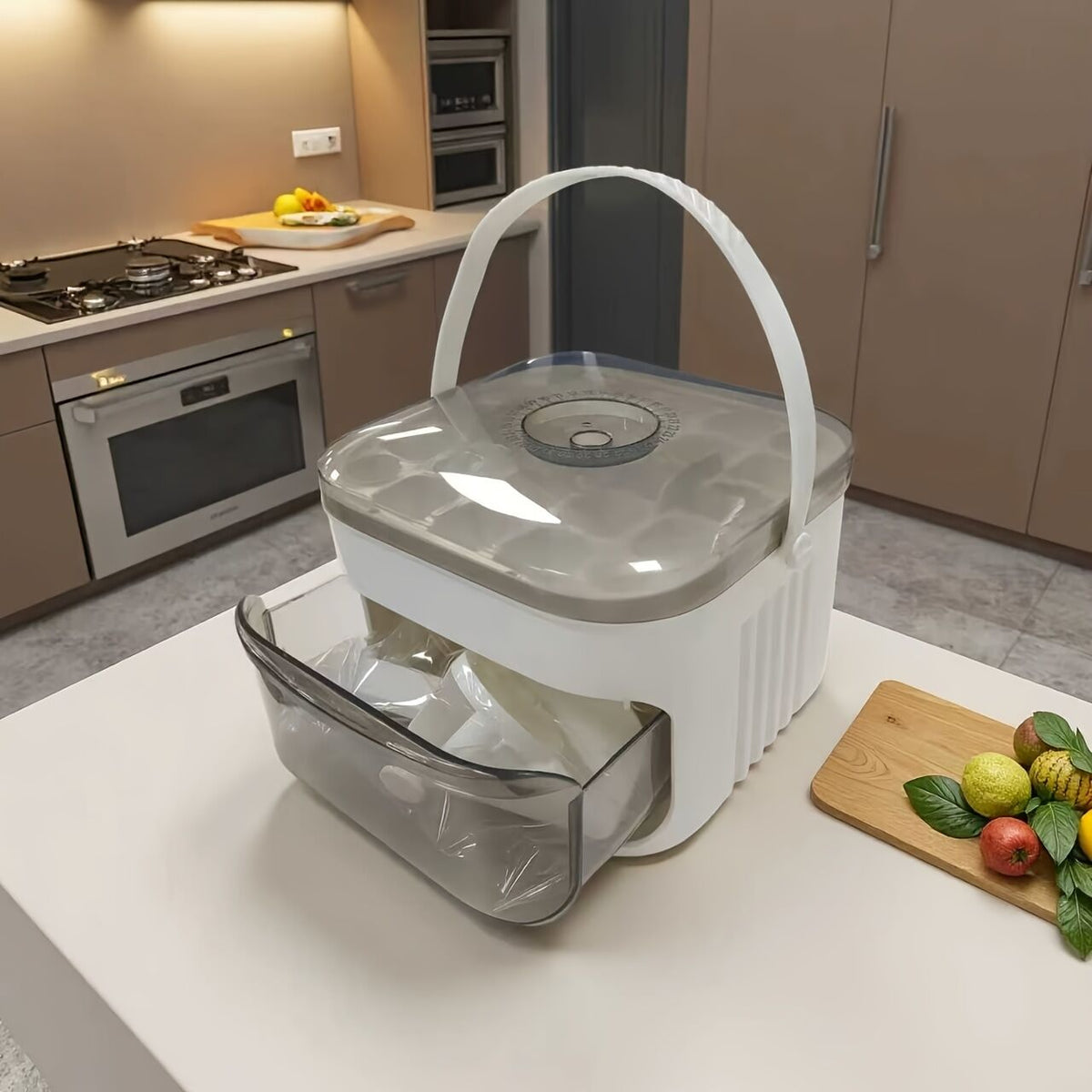 1PC Refrigerator Ice Cube Mold, Manual Press Two-Layer Design, Large Capacity Food-Grade PP Material, Suitable for Refrigerator Ice Making – Essential Kitchen Tool, 50-Cavity Ice Tray with Container, Practical Household Drink Ice Organizer.