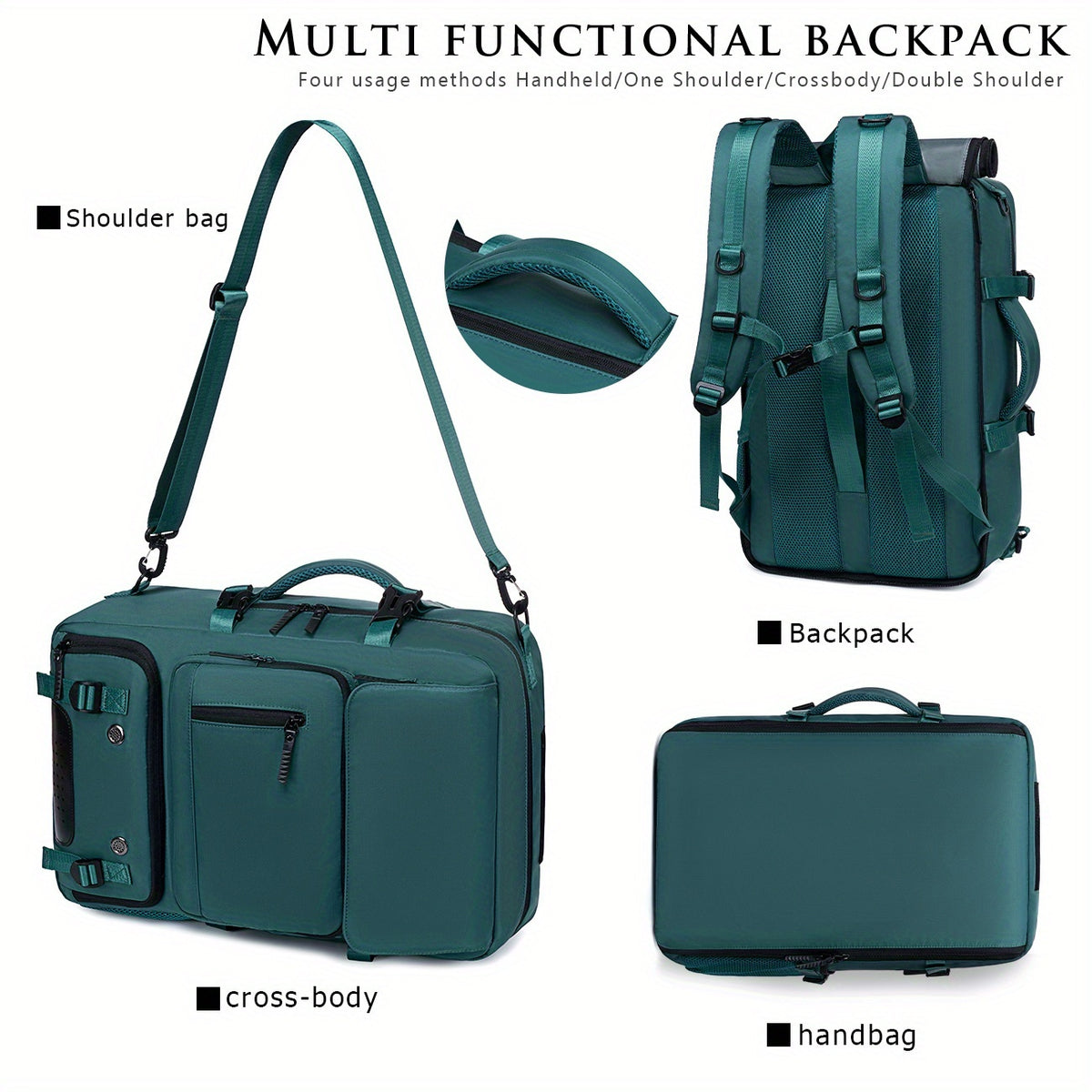 18.1-inch Easy-Travel Bag (46×30×16 cm): Four carrying modes in one bag, with independent shoe compartment and freely switchable hidden shoulder straps.(BLACK)