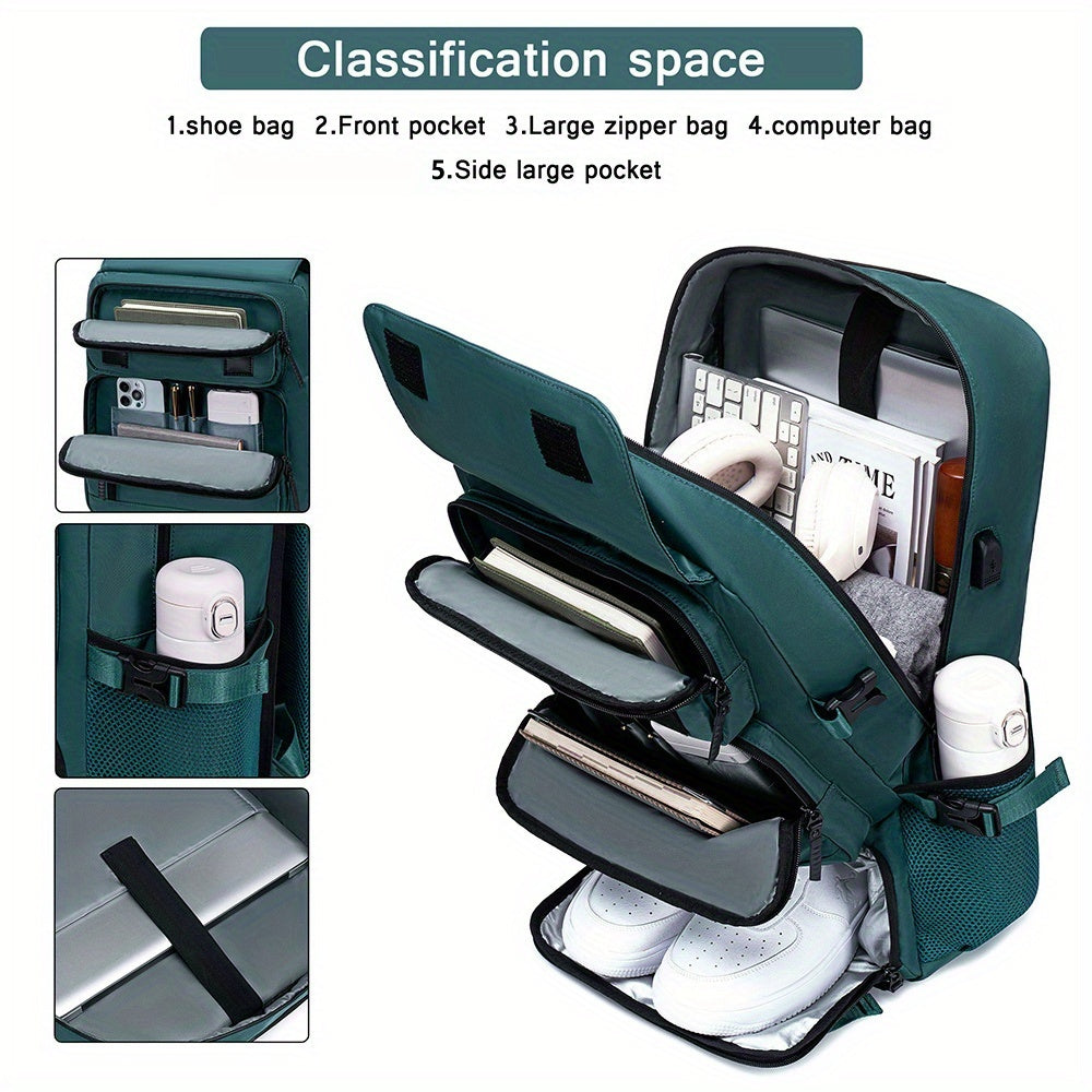 18.1-inch Easy-Travel Bag (46×30×16 cm): Four carrying modes in one bag, with independent shoe compartment and freely switchable hidden shoulder straps.(peacock blue）