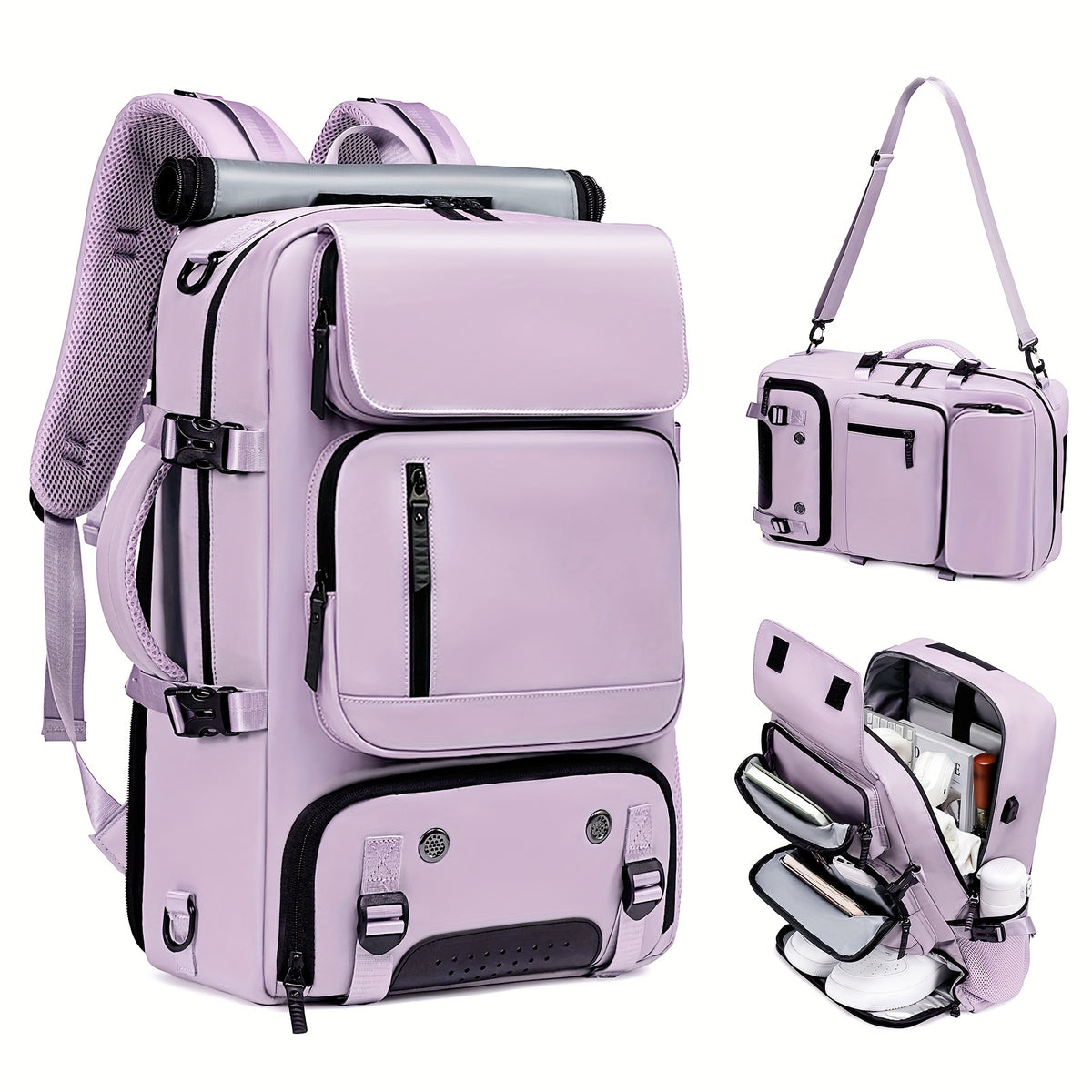 18.1-inch Easy-Travel Bag (46×30×16 cm): Four carrying modes in one bag, with independent shoe compartment and freely switchable hidden shoulder straps.(peacock blue）