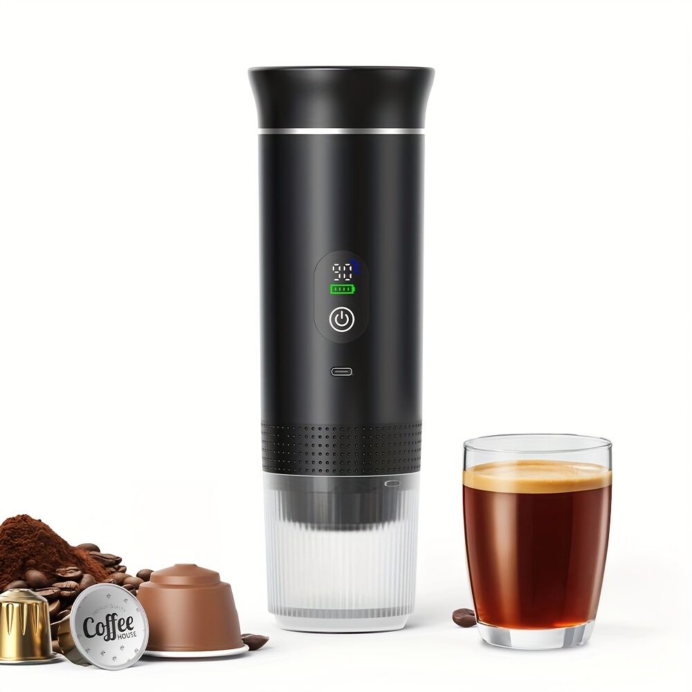 BALCK Upgraded Portable Coffee Maker with Temperature and Power Display, USB-C Charging, Self-Heating & Cold Brew Functions, Compatible with Coffee Capsules/Ground Coffee. Perfect Espresso Machine for Home, Office,