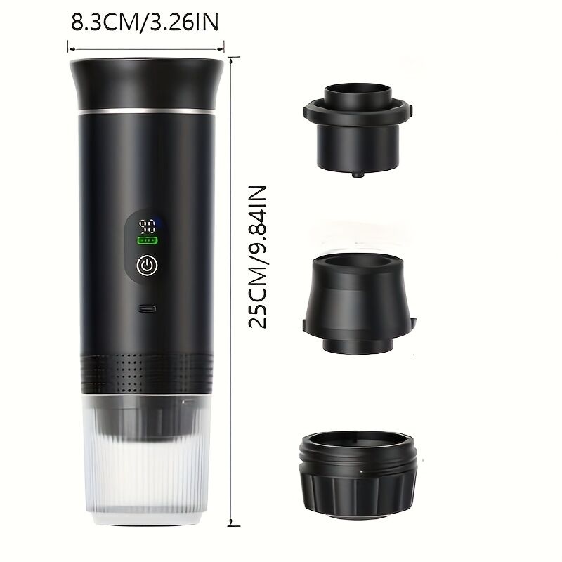 (grey )Upgraded Portable Coffee Maker with Temperature and Power Display, USB-C Charging, Self-Heating & Cold Brew Functions, Compatible with Coffee Capsules/Ground Coffee. Perfect Espresso Machine for Home, Office, Travel, RV, and Camping. Ideal for Offi