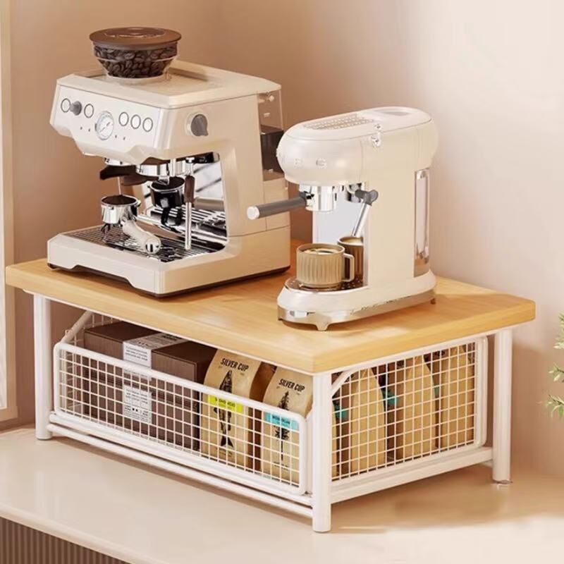 Modern Kitchen Microwave Shelf with Drawer: Sturdy and solid structure, designed to save counter space for storing appliances, utensils, dishes, and household items. Minimalist design suitable for 1000+ scenarios, chosen by 1000 households, WHITE