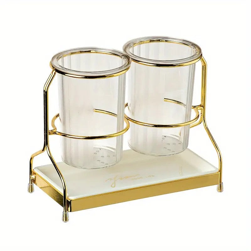 Transparent gold ink color  Luxury Wall-Mounted Cutlery Holder, Household Knife Fork Spoon Organizer, New Kitchen Utensil Drainer and Chopstick Container, Tableware Storage Rack