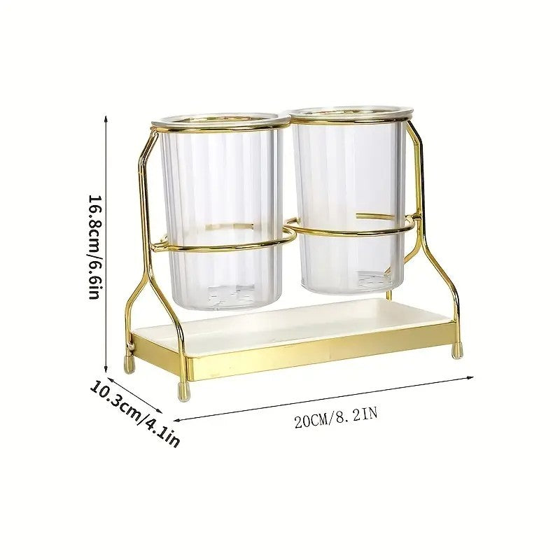 Transparent gold ink color  Luxury Wall-Mounted Cutlery Holder, Household Knife Fork Spoon Organizer, New Kitchen Utensil Drainer and Chopstick Container, Tableware Storage Rack