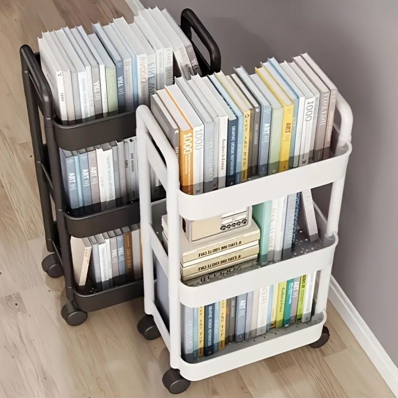 Five-Tier Rolling Cosmetics Storage Rack - Made of durable plastic, equipped with 360-degree swivel casters, strong load-bearing capacity - Suitable for bathroom, bedroom, kitchen, and home storage | black