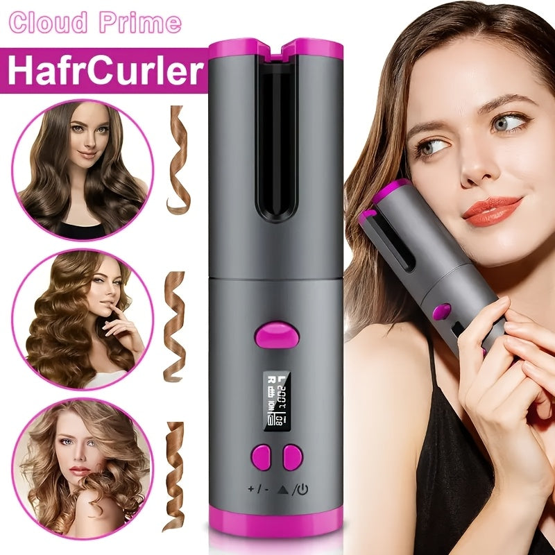 USB LCD Wireless Charging Automatic Portable Hair Curler Smart Home Personal Care Appliance Mini Hair Curling Iron, Stylish Design, Multiple Colors Available
