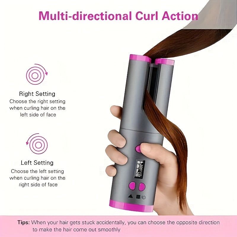 USB LCD Wireless Charging Automatic Portable Hair Curler Smart Home Personal Care Appliance Mini Hair Curling Iron, Stylish Design, Multiple Colors Available