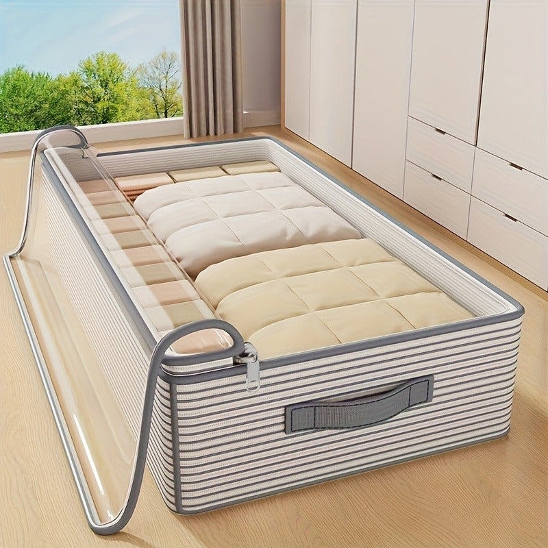 Large Storage Organizer Bag - Made from heavy-duty non-woven fabric with transparent windows, multi-layer clothing storage box suitable for wardrobes, under-bed, and travel. （XL）