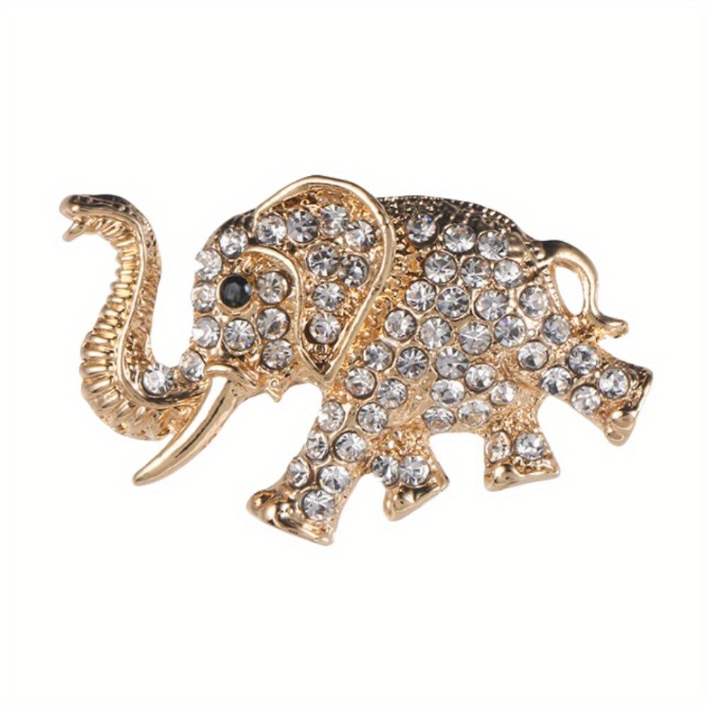 "Crystal Elephant" Elegant Brooch: A 3.6cm Lightweight Silhouette Carrying Auspicious Wisdom, Sparkling Crystals Adorning Daily Wear and Celebratory Elegance