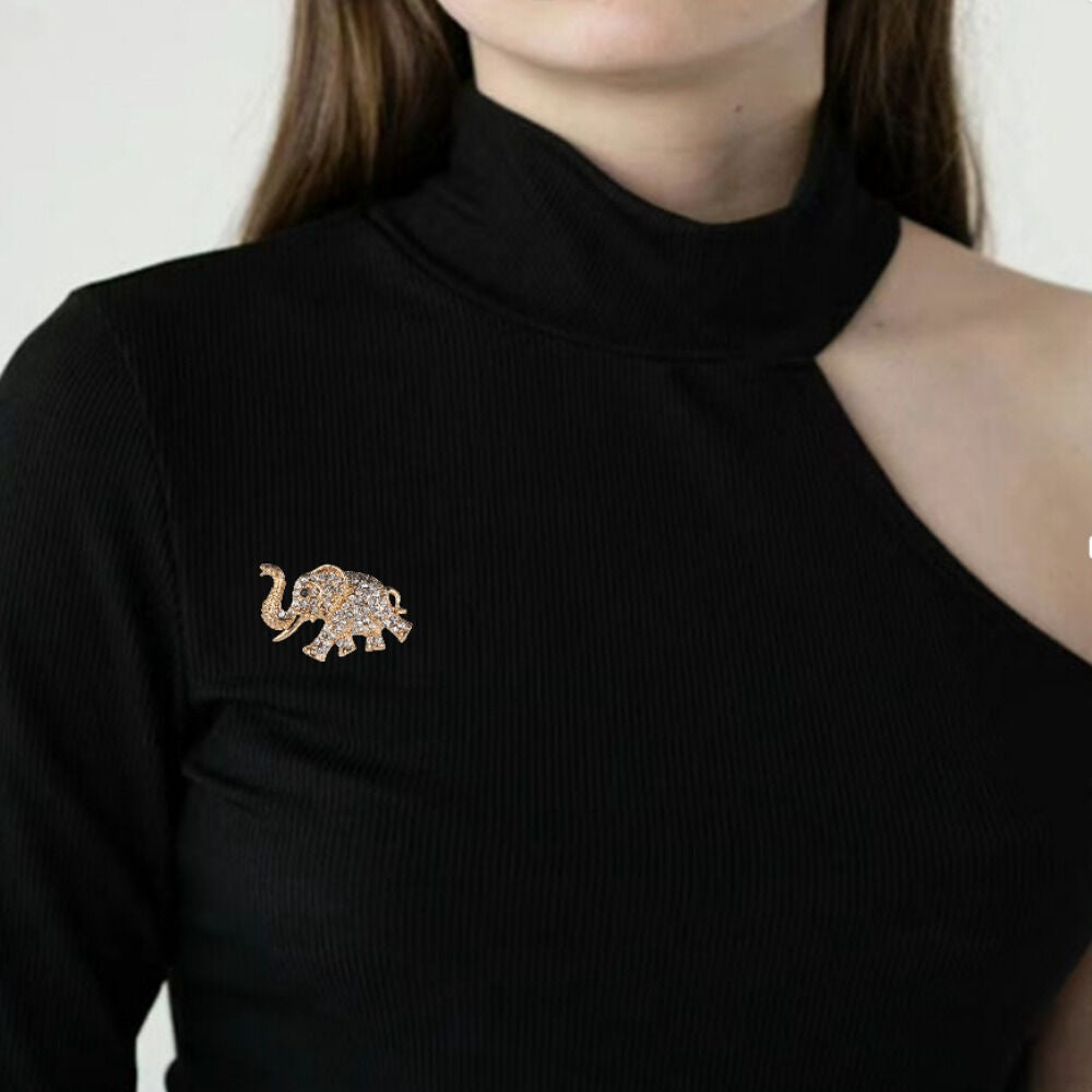 "Crystal Elephant" Elegant Brooch: A 3.6cm Lightweight Silhouette Carrying Auspicious Wisdom, Sparkling Crystals Adorning Daily Wear and Celebratory Elegance