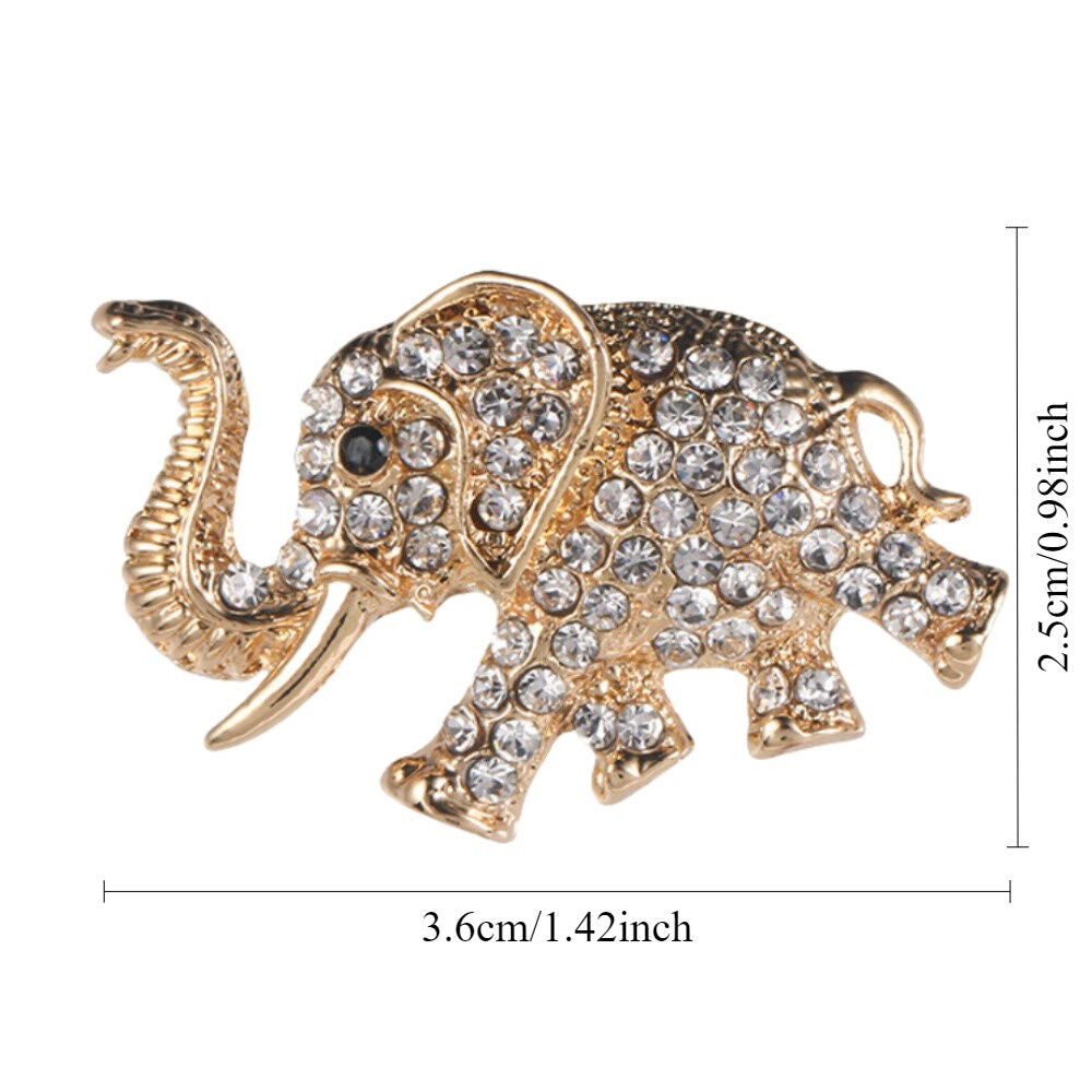 "Crystal Elephant" Elegant Brooch: A 3.6cm Lightweight Silhouette Carrying Auspicious Wisdom, Sparkling Crystals Adorning Daily Wear and Celebratory Elegance