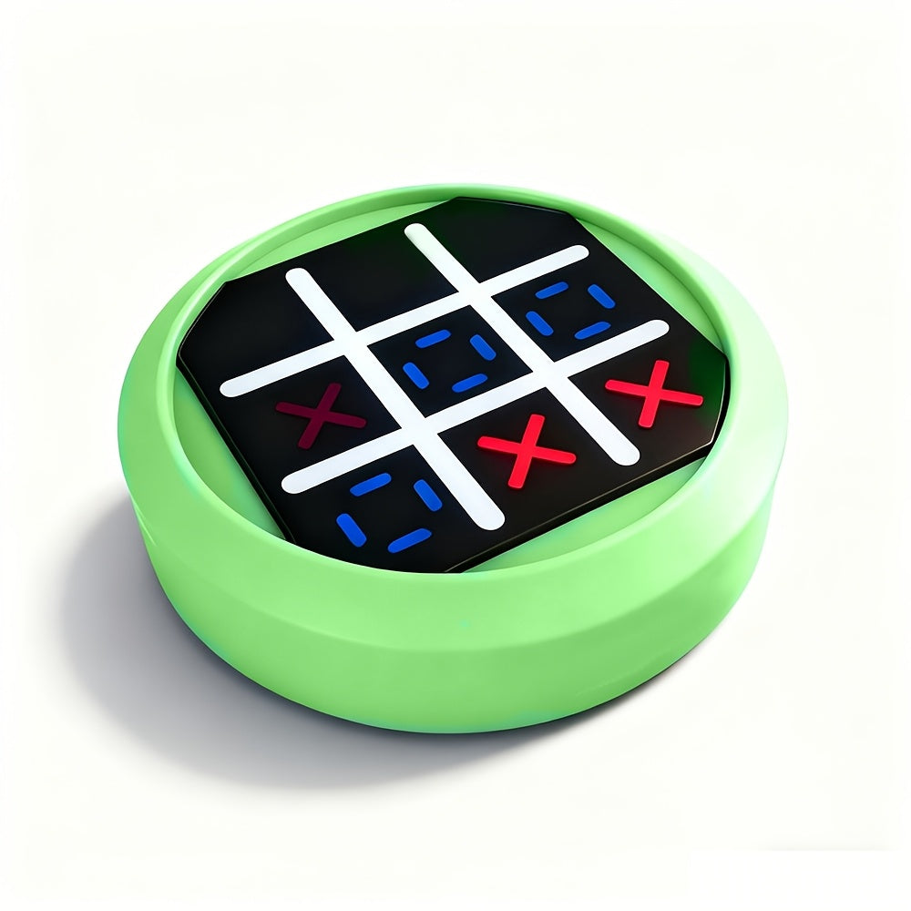 4-in-1 Electronic Tic Tac Toe Game: AI Battle, Two-Player Mode, Memory & Speed Challenge | Handheld Portable Game Console, Suitable for Both Kids and Adults (Batteries Not Included)（green）