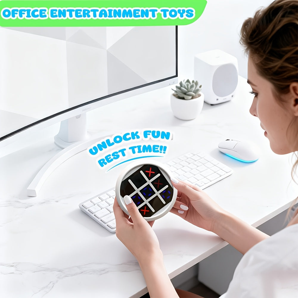 4-in-1 Electronic Tic Tac Toe Game: AI Battle, Two-Player Mode, Memory & Speed Challenge | Handheld Portable Game Console, Suitable for Both Kids and Adults (Batteries Not Included)（green）