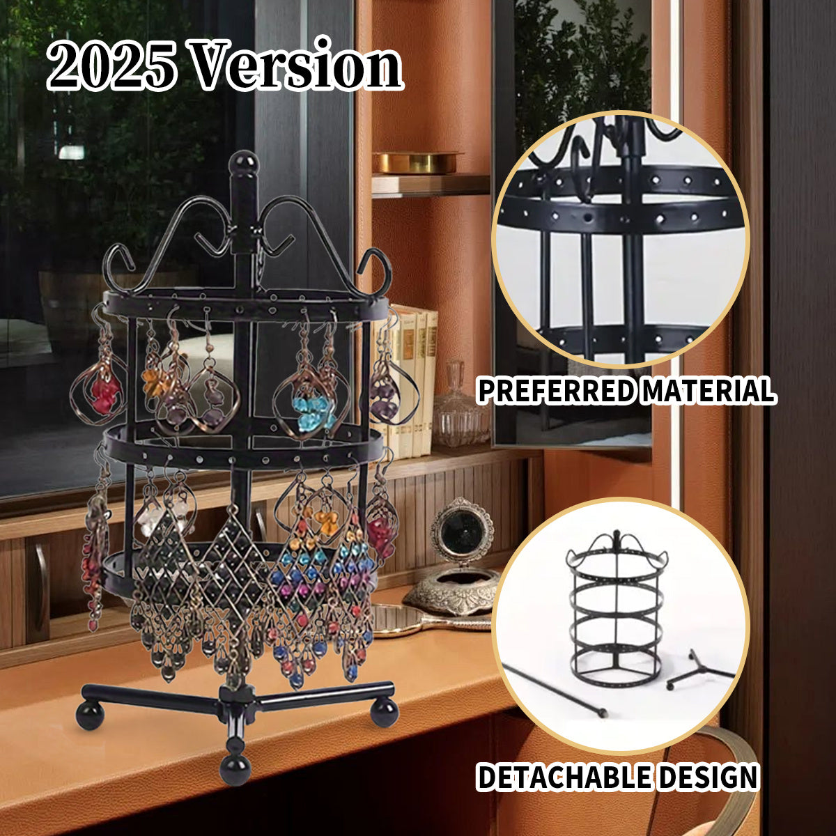 1 × Metal Detachable Rotating Earring Jewelry Stand, Storage Display Tower, Aesthetic Room Decor, Home Decoration, Valentine's Day Gift Jewelry Tower, Jewelry Organizer