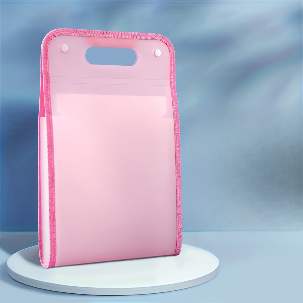 13-Pocket Accordion File Folder — A4 Portable Vertical Folding Organizer with Index Tabs, Suitable for School, Office, Student, and Professional Document Organization, Made of High-Clarity Waterproof Material, Expandable Multi-Functional File Pouch（pink）