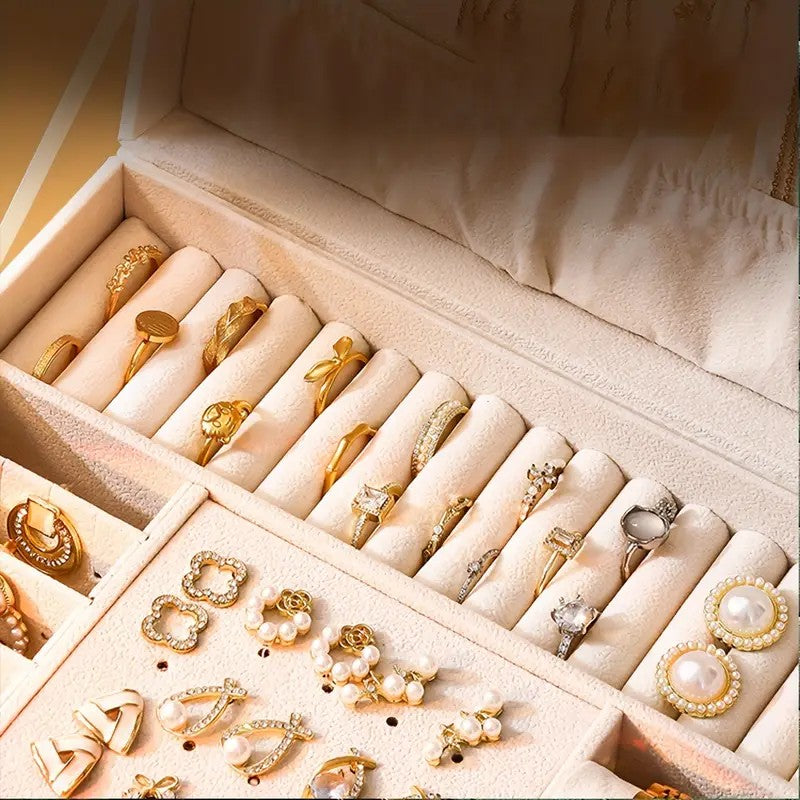 White High-end Jewelry Storage Box for Necklaces, Earrings, Ear Studs, Bracelets, Rings, Exquisite Accessories, Gold, and Jewelry – Large Capacity, Ideal as a Gift for Mother’s Day, Father’s Day, Teacher’s Day, Halloween, Thanksgiving, and Christmas.