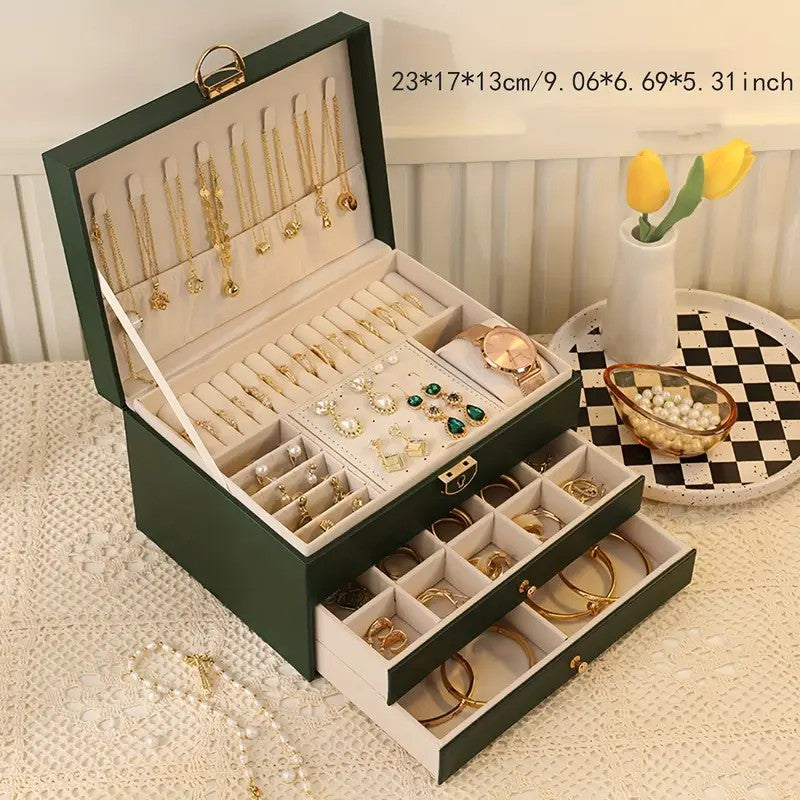 Pink High-end Jewelry Storage Box for Necklaces, Earrings, Ear Studs, Bracelets, Rings, Exquisite Accessories, Gold, and Jewelry – Large Capacity, Ideal as a Gift for Mother’s Day, Father’s Day, Teacher’s Day, Halloween, Thanksgiving, and Christmas.