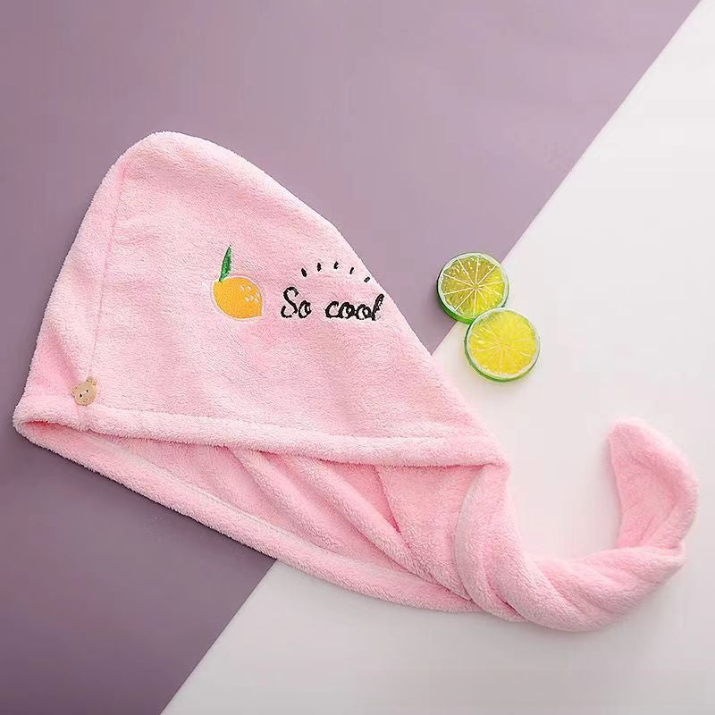 Ladies' Soft Quick-Dry Shower Cap Towel - Delicate Embroidery, Essential for a Refreshing Bath（PINK）