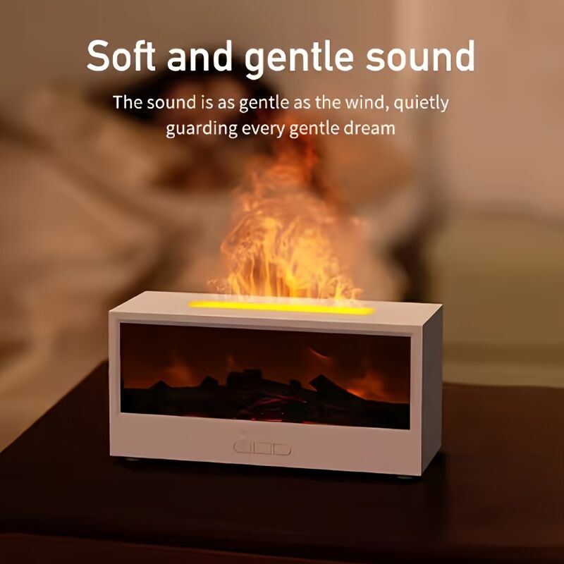 Aromatic Essential Oil Fireplace Diffuser Color Flame Diffuser Bonfire Fireplace Humidifier with Remote for Home and Office（black）