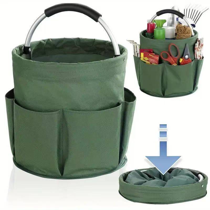 600D Oxford Cloth Gardening Tool Bag with 6 Side Pockets &amp; Aluminum Handle – Wear-Resistant &amp; Scratch-Resistant