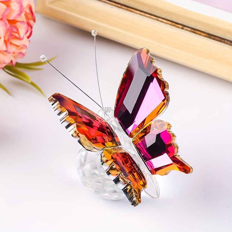 Five colors**"Crystal Wing Radiance" | 5.5cm Gradient Crystal Butterfly Sculpture — Poetry Captured in a Moment, an Eternal Gift Illuminating Space and Heart**
