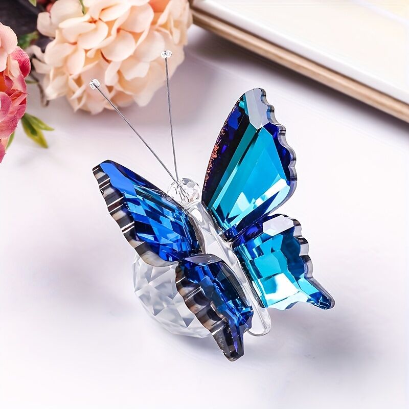 brown powder**"Crystal Wing Radiance" | 5.5cm Gradient Crystal Butterfly Sculpture — Poetry Captured in a Moment, an Eternal Gift Illuminating Space and Heart**