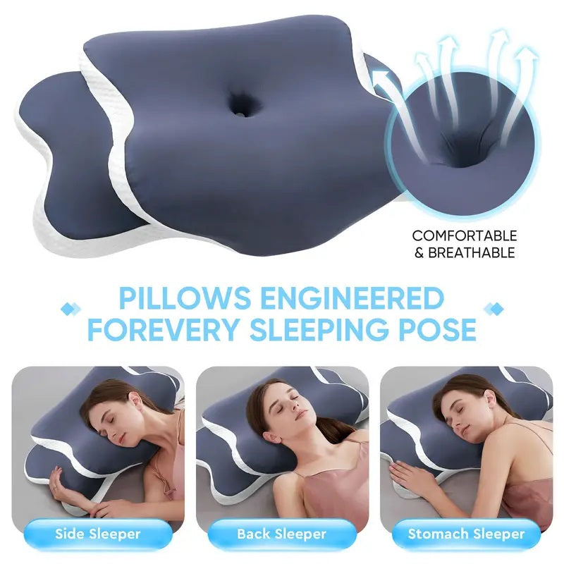 Side Sleeper Neck Pillow | Odor-Free, Light Beige Friendly Design, Comfortable Sleep Posture, Polyester Material, Hand Wash Only
