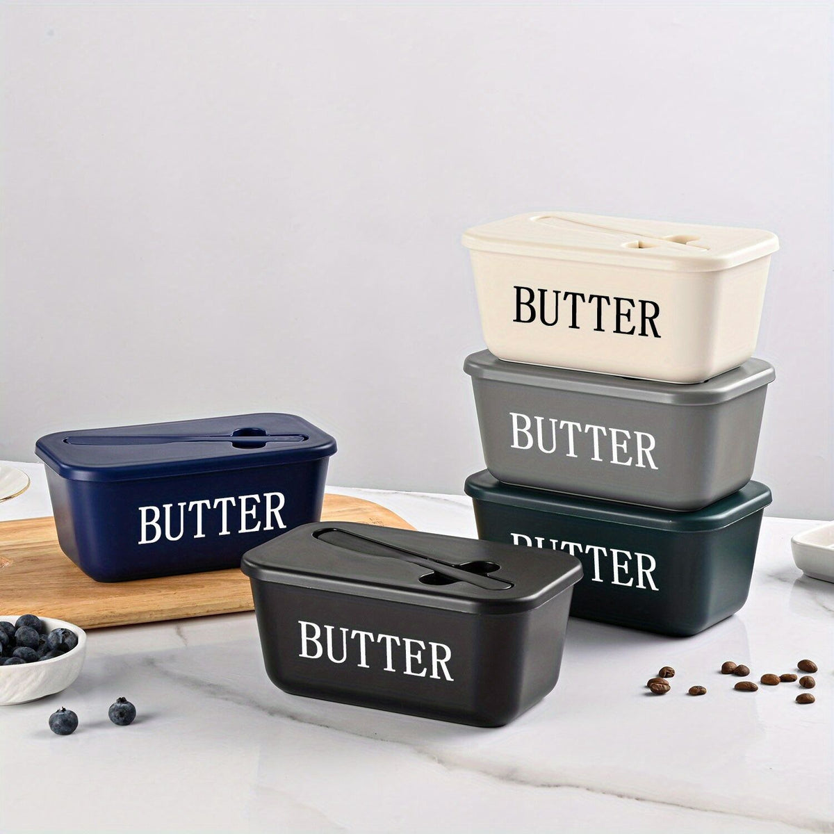 BLACK **Food-Grade PP Large Butter Keeper with Cutting Blade | Airtight, Drying-Resistant, Easy to Slice – Long-Lasting Freshness, Your Kitchen & Baking Essential Helper**