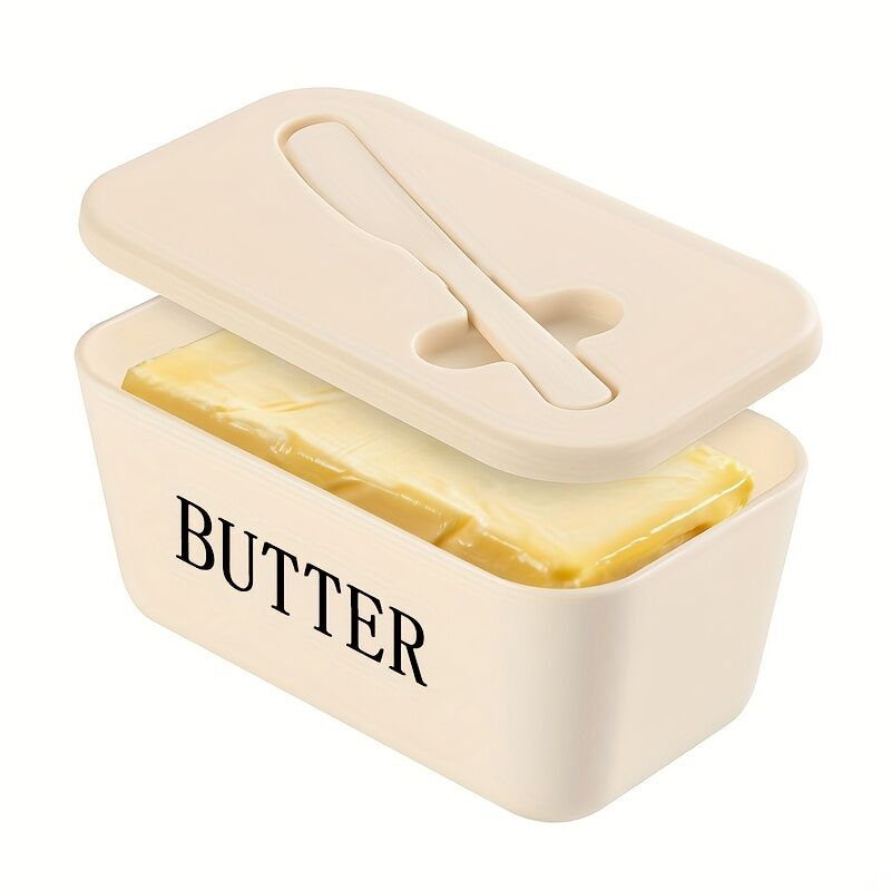 BLACK **Food-Grade PP Large Butter Keeper with Cutting Blade | Airtight, Drying-Resistant, Easy to Slice – Long-Lasting Freshness, Your Kitchen & Baking Essential Helper**
