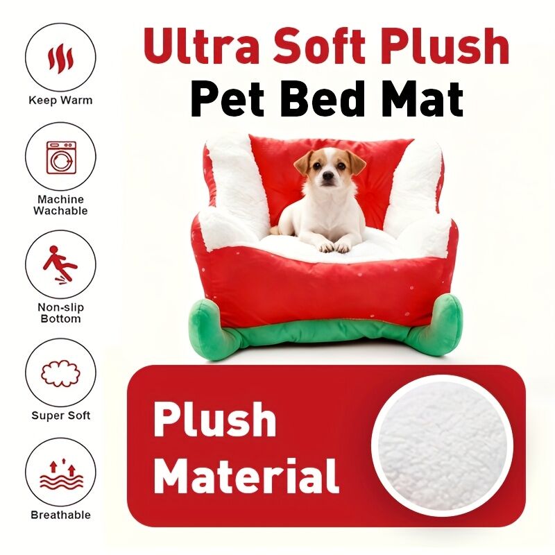 Christmas sled cat bed and dog house-winter warm pet bed, detachable and washable, without assembly, comfortable/outdoor pet sofa, suitable for cats and small dogs, snow house design.