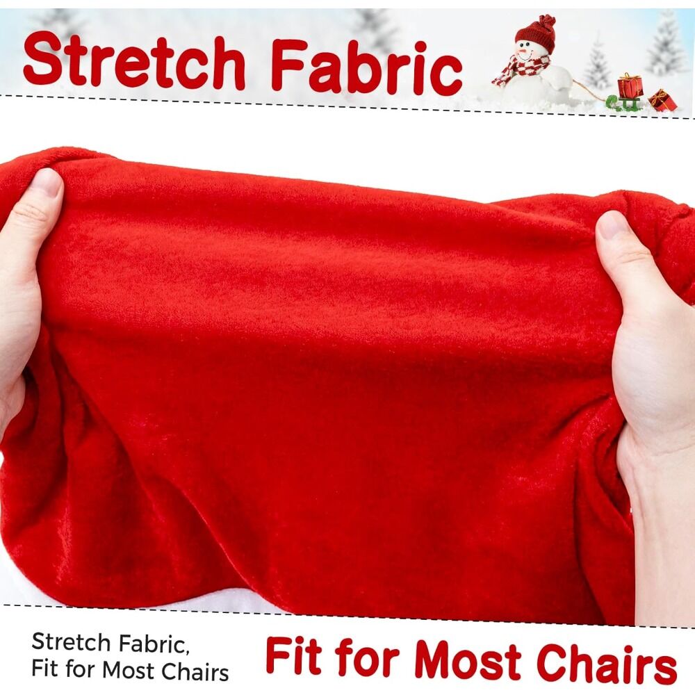 16-piece Christmas chair set-holiday red Christmas hat pattern, suitable for holiday dinners and party decorations, including 8 chair sets and 8 tableware sets, reusable, durable fabric, suitable for Christmas, New Year, Valentine's Day and party activiti