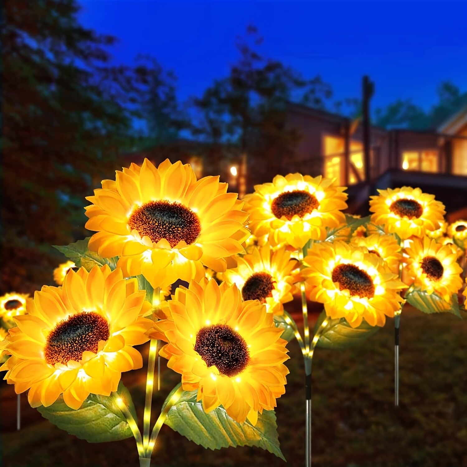 2 pcs of Sunflower-Shaped Ambiance Lights – Soft, Insect-Repellent Glow for Your Private Garden. Adds a Poetic Nighttime & Festive Touch.