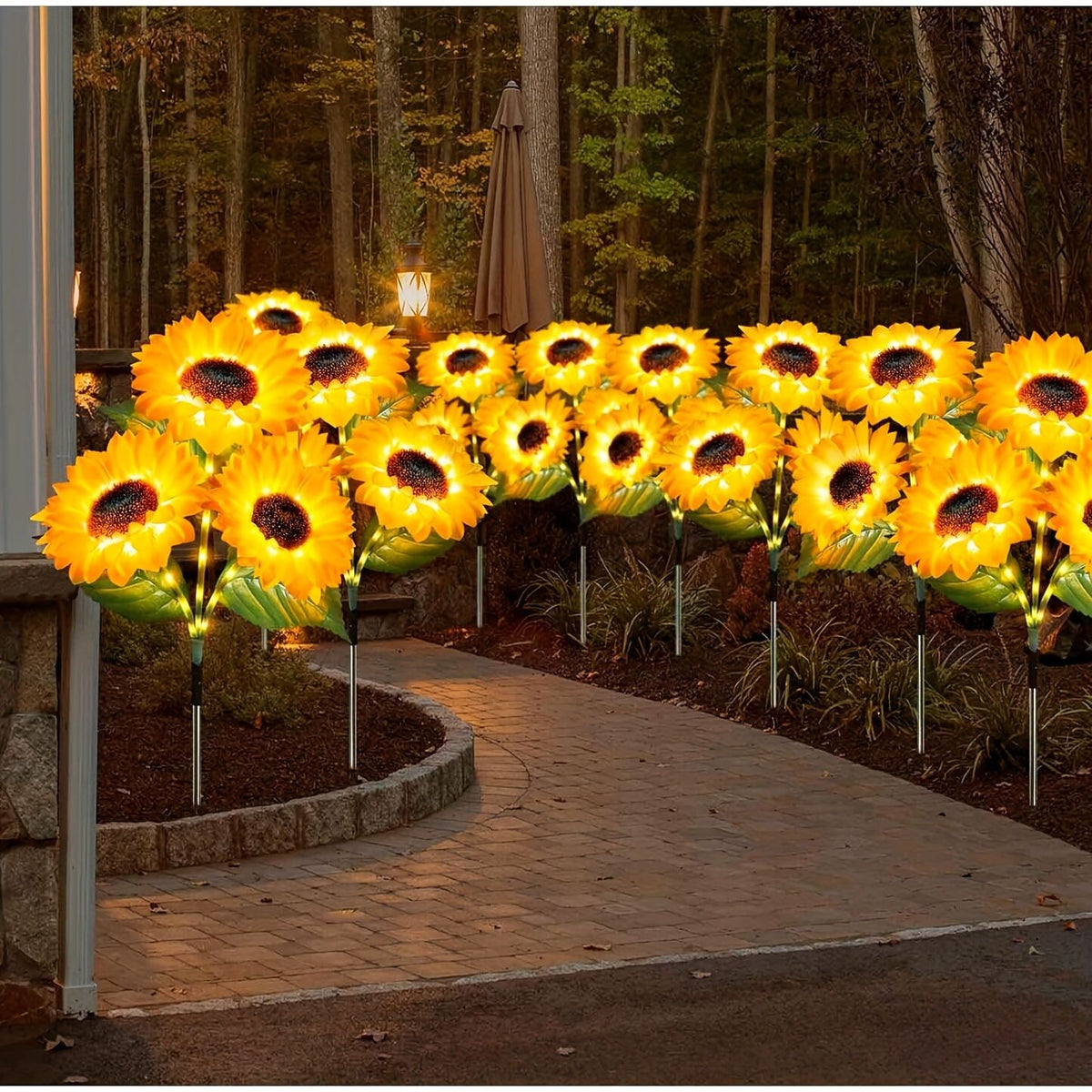 2 pcs of Sunflower-Shaped Ambiance Lights – Soft, Insect-Repellent Glow for Your Private Garden. Adds a Poetic Nighttime & Festive Touch.
