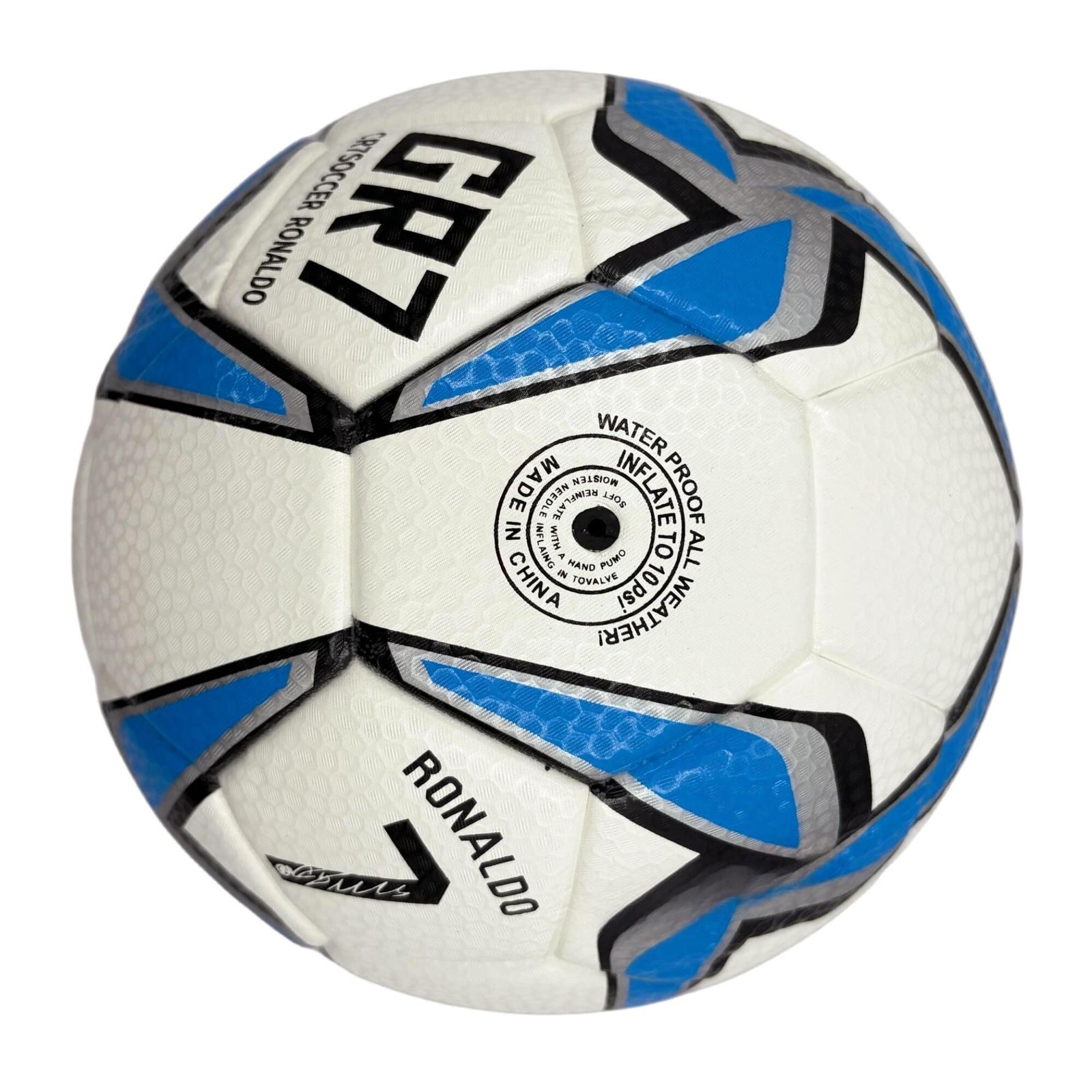 A blue windmill size5 football, PU fit material, wear-resistant and explosion-proof, including pump+air needle+net bag, Christmas Boxing Day gift,soccer
