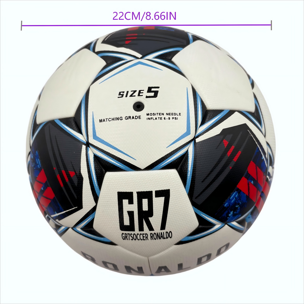 A black, red and blue graffiti football, made of PU, containing a pump+air needle+net bag, a gift for Christmas Boxing Day,soccer