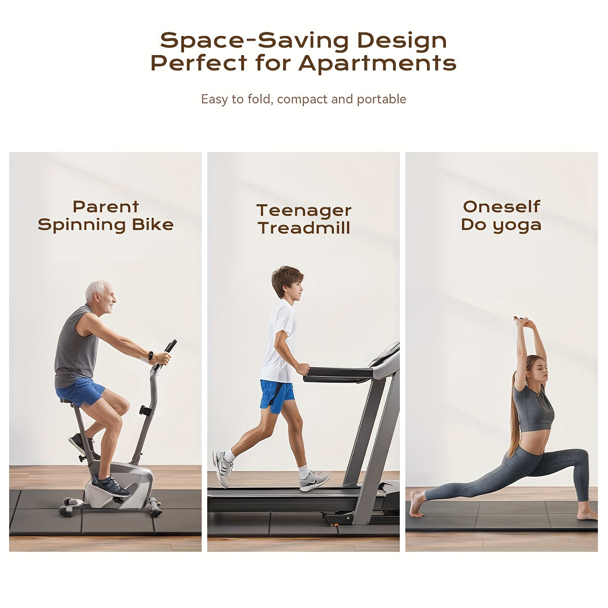 Thickened Foldable Fitness Mat｜Anti-Slip Home Exercise Mat for Treadmill and Yoga, Multi-Functional Silent Floor Protector