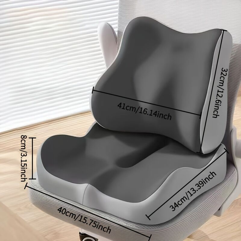 grey+black **Waist Support and Seat Cushion Combo: Scientifically Supports the Back, Breathable and Pressure-Relieving, Comfortable for 8 Hours of Sitting**
