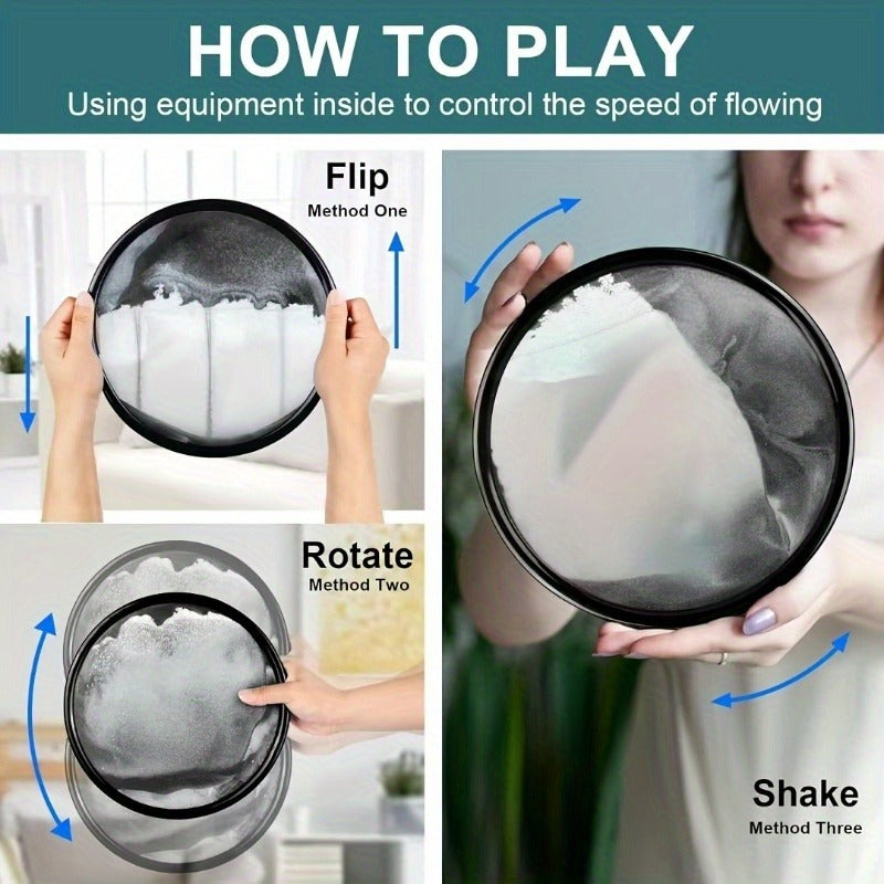 Flowing Sand Art: Adjustable Speed, New Scenery with Every Turn, Calming and Pleasing to the Eye(BLUE)