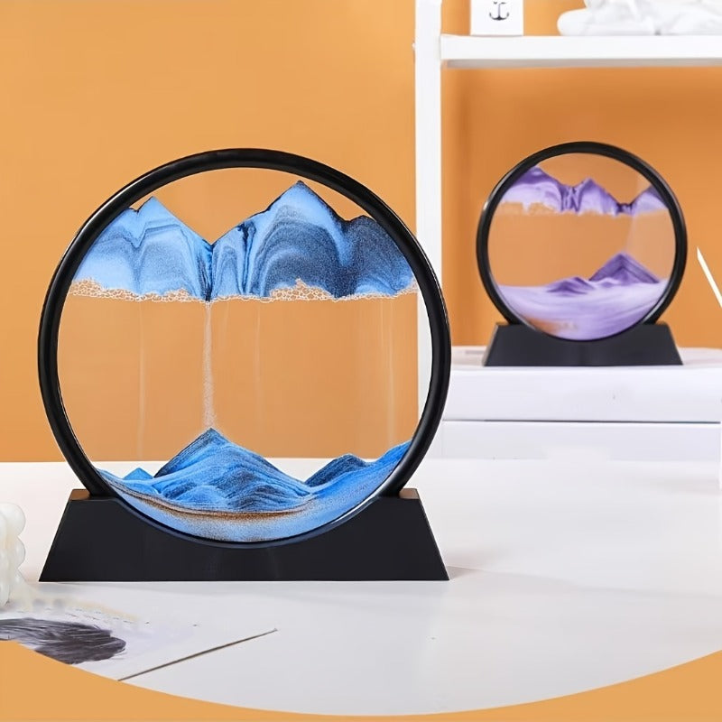 Flowing Sand Art: Adjustable Speed, New Scenery with Every Turn, Calming and Pleasing to the Eye(BLUE)