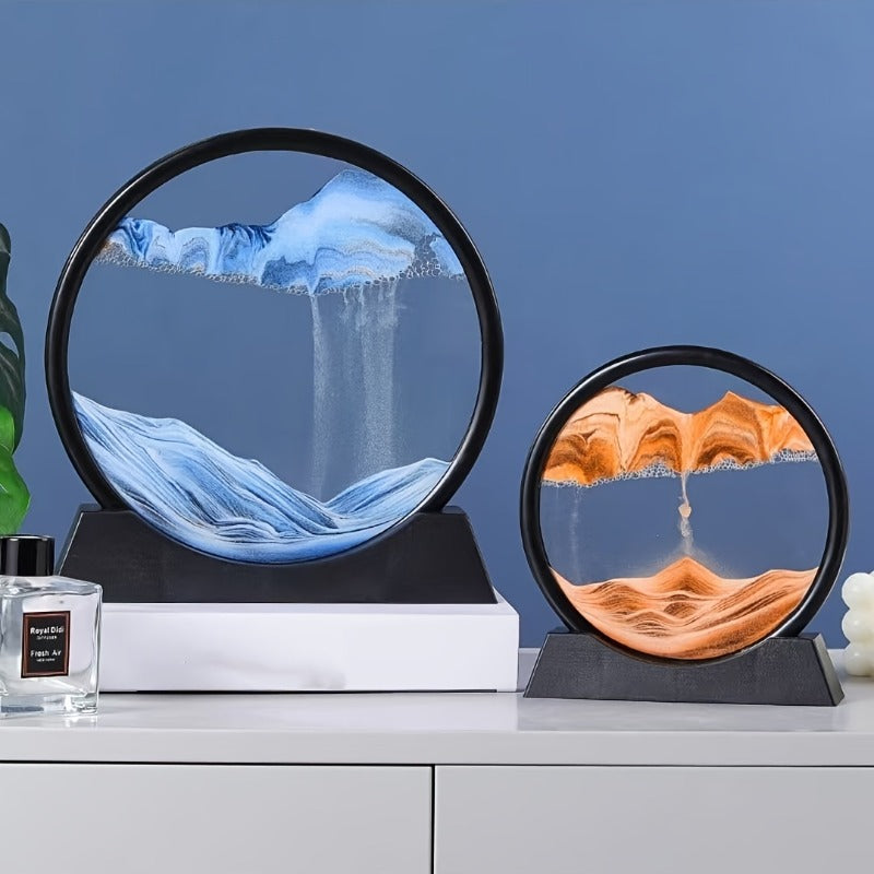 Flowing Sand Art: Adjustable Speed, New Scenery with Every Turn, Calming and Pleasing to the Eye(BLUE)