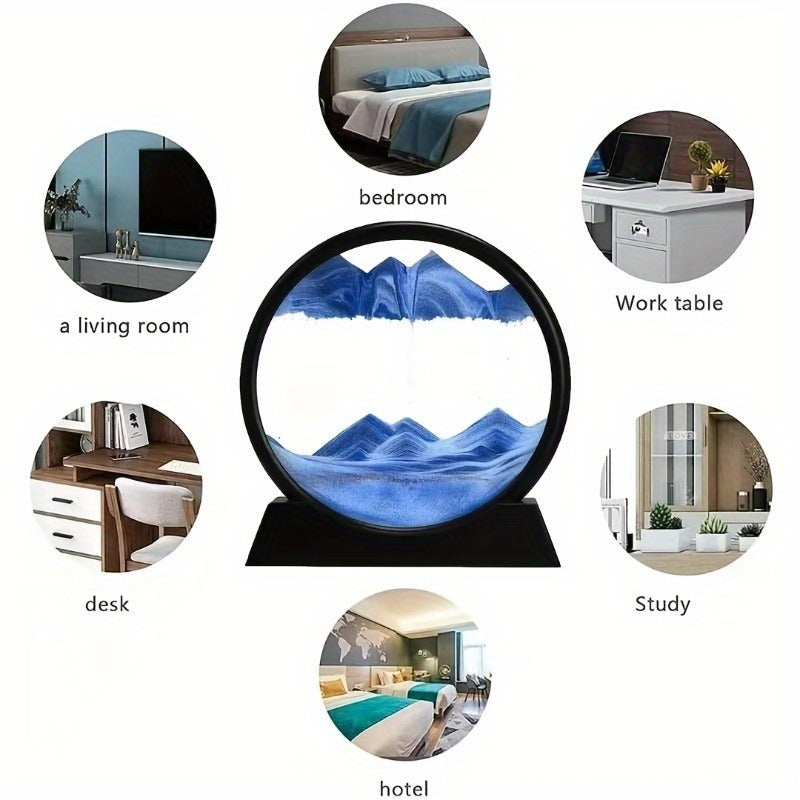 Flowing Sand Art: Adjustable Speed, New Scenery with Every Turn, Calming and Pleasing to the Eye(BLACK)