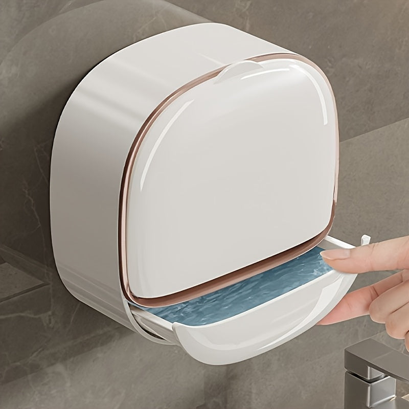 No-Drill High-End Drain Household Soap Holder, Waterproof ABS Soap Dish Organizer, Suitable for Bathrooms and Shower Rooms, Bathroom Accessory, Ideal Choice for Soap Dish and Soap Holder（white)）
