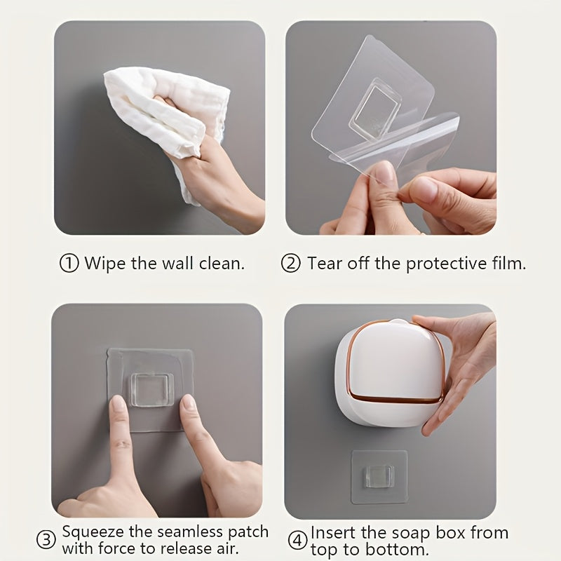 No-Drill High-End Drain Household Soap Holder, Waterproof ABS Soap Dish Organizer, Suitable for Bathrooms and Shower Rooms, Bathroom Accessory, Ideal Choice for Soap Dish and Soap Holder（white)）