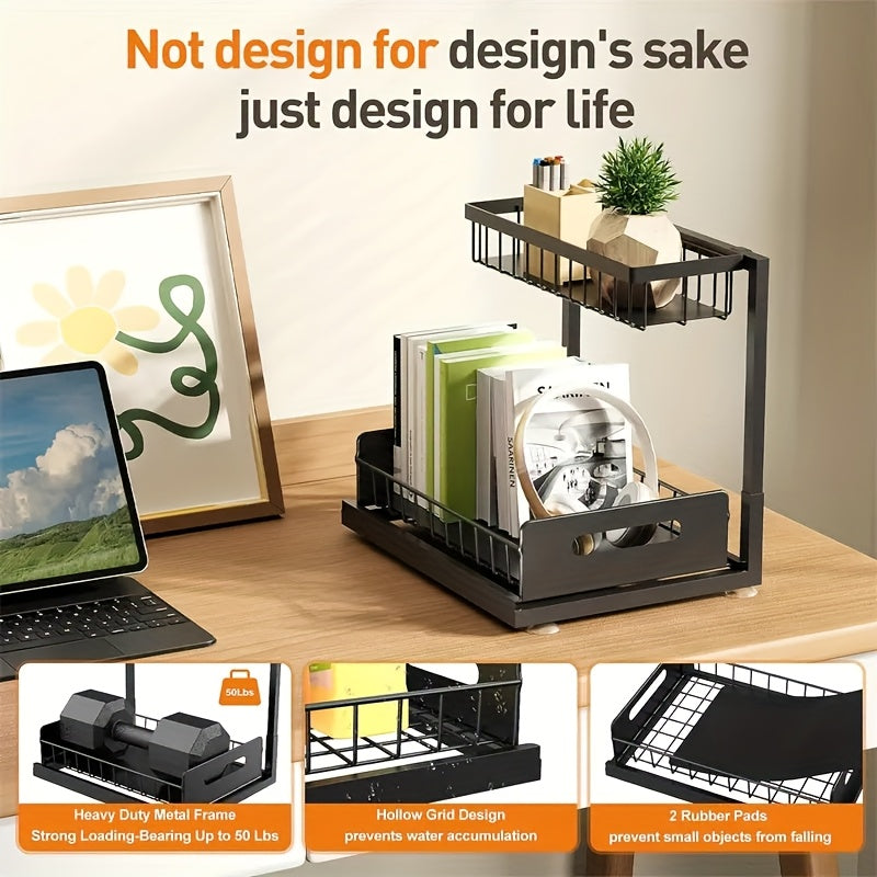 Not Designed for Design, But Designed for Life: Heavy-Duty Metal Frame Holds 50 lbs, Honeycomb Grid Prevents Water Accumulation, Non-Slip Upgraded Suction Cups for Stable Multi-Scenario Storage(Black)